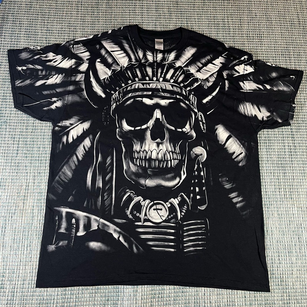 Liquid Blue Native Indian‎ Chief Black Men’s Sz XL New